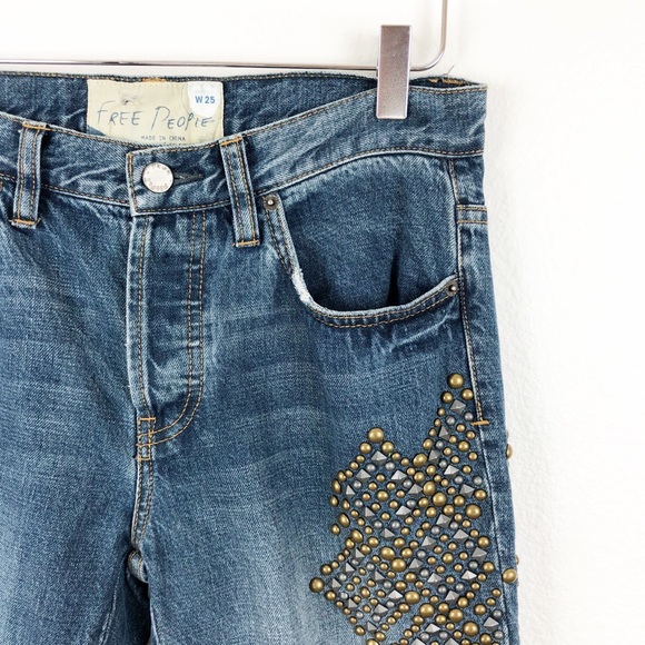 SOLD Ⓜ️ | Free People | Abbie Bronze Studded Jeans - Picture 4 of 8